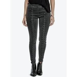 Guess Women's Black Rylee Lace-Up Skinny Jeans - Size 28 - Rock n Roll Punk Goth